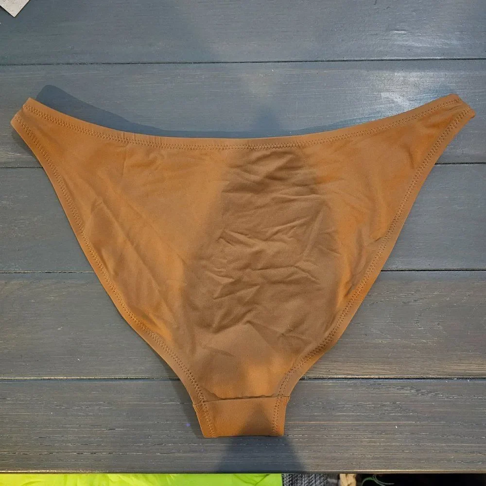 Skims Women's Almond Signature Swim Mid Coverage Bottoms Size XL